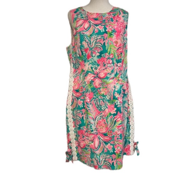 Lilly Pulitzer Dresses & Skirts - Lilly Pulitzer, Floral Sleeveless Dress - Pink and Green, Size 6
